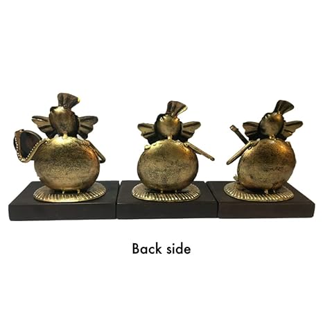 Handcrafted Wooden Iron Lord Ganesh Musician- Set of 3