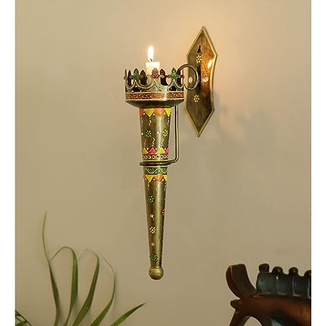 Gold Metal Wall Mounted Unique Candle Holder