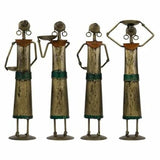 Iron Golden Tagari Doll Set Tribal Lady Worker Showpieces- Set of 4