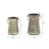 Gold Metal Table Candle Holder- Set of 2