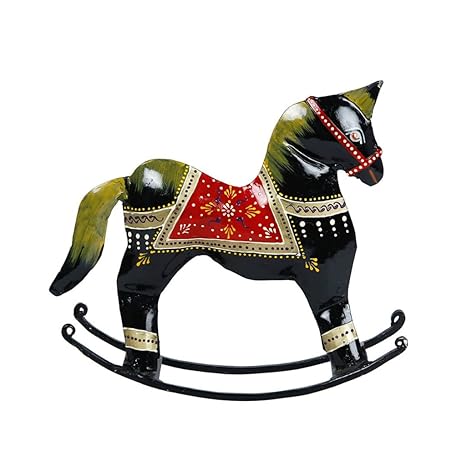 Black Iron Standing Swing Horse Figurine
