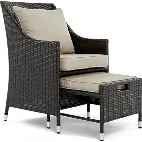 5 Pieces Outdoor Wicker Patio Furniture Set All Weather (2 Chair+ 2 ottoman+ 1 Table)