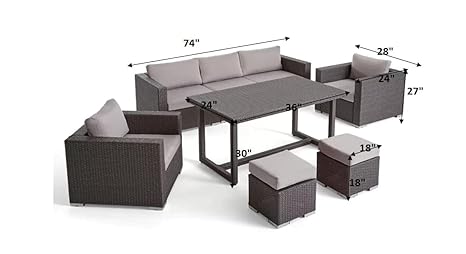 Indoor/Outdoor Sofa Set With Cushion & Glass Table