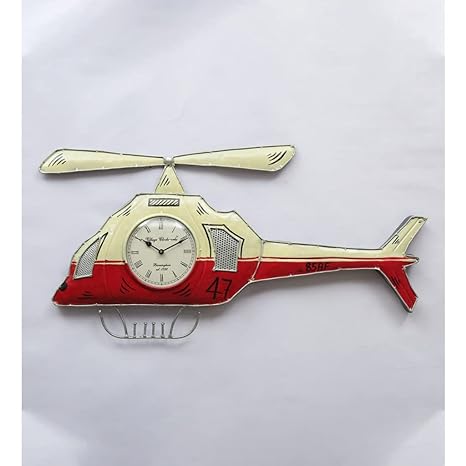 Handcrafted Iron Decorative Helicopter Wall Clock