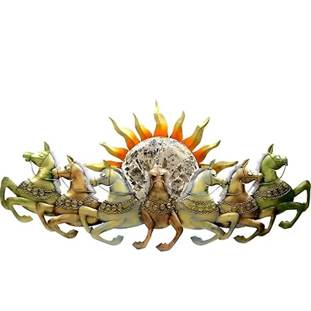 Iron Decorative Seven Horses Wall Showpiece With Led