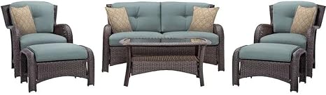 6 Piece Garden Sofa Set With Cushion (3 Sofa+ 2 ottoman+ 1 Table)