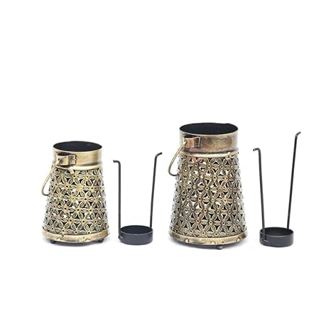 Gold Metal Table Candle Holder- Set of 2