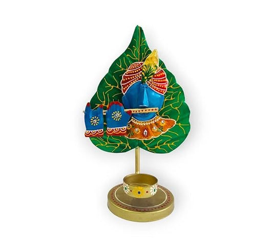 Iron Yellow Leaf Karishan Tea Light Candle Holder