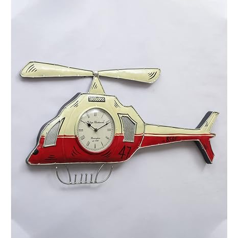 Handcrafted Iron Decorative Helicopter Wall Clock