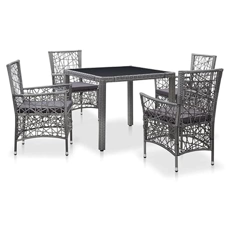 5 Piece Rattan Dining Table and Chairs Set