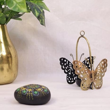 Iron Painted Butterfly Design Tea Light Holder
