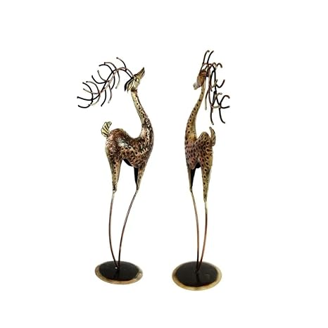 Antique Iron Pair of Deer Statue- Set of 2