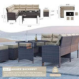 Indoor/Outdoor Sofa Set With Cushion & Glass Table