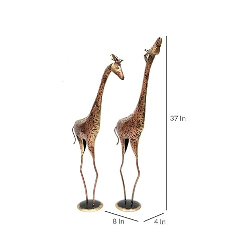 Metallic Giraffe Figurine Statue- Set of 2