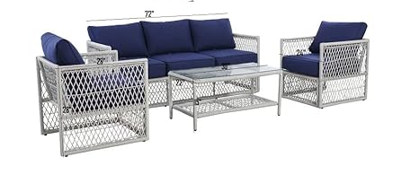 Wicker Rattan 5 Seater Garden Sofa Set with Cushion and Center Table