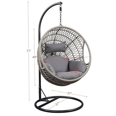 Single Seater Heavy Iron Hanging Swing Chair With Cushion