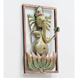Handcrafted Iron Lord Ganesha Wall Art In Brown