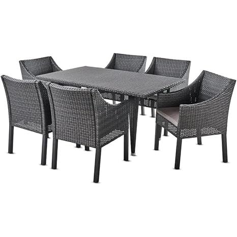 6 Seater Rattan Dining Table and Chairs Set