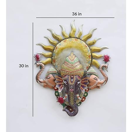 Metal Multicolour Ganesha wall Wall Art