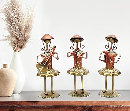 Iron Mini Lady Musician Decorative Showpiece- Set of 3