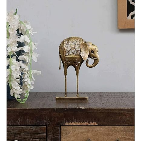 Metal Handpainted Tea Light Elephant Animal Figurine