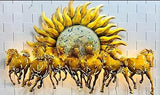 Running Sun Horses LED Light Metal Wall Art