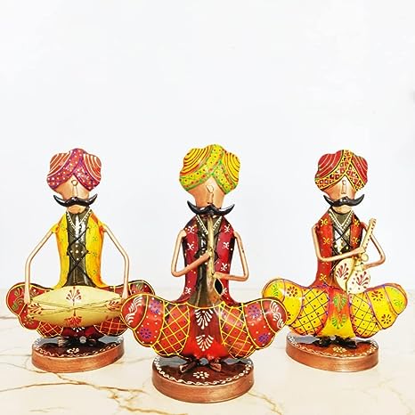 Rajasthani Mustache Musician Figurines- Set of 3