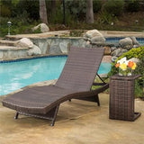 2 Sets Relax in Style Waterproof Wicker Rattan Lounge Sunbed with Table