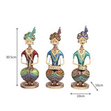 Rajasthani Face Tribal Musicians in Iron Figurine- Set of 3