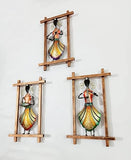 Decorative Metal Panjabi Doll Musicians Wall Hanging- Set of 3