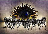Running Sun Horses LED Light Metal Wall Art