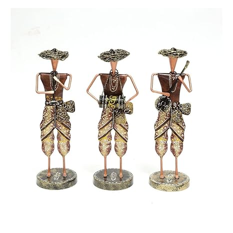 Antique Musician Men Metal Human Showpiece- Set of 3