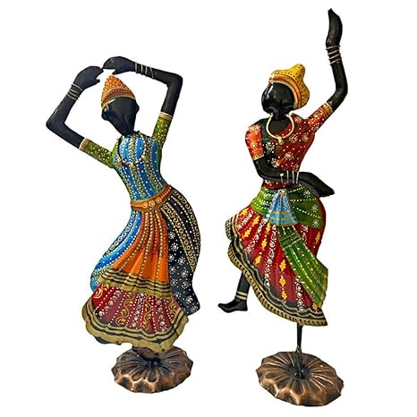 Kathak Dancing Doll Metallic Figurine- Set of 2