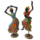 Kathak Dancing Doll Metallic Figurine- Set of 2