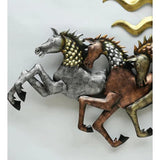 Handmade Metal Seven Running Horses with Sunrise Wall Art With LED Lights