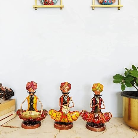 Rajasthani Mustache Musician Figurines- Set of 3