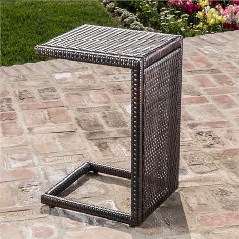 Patio Rattan End Table Wicker Accent L Shape Tables