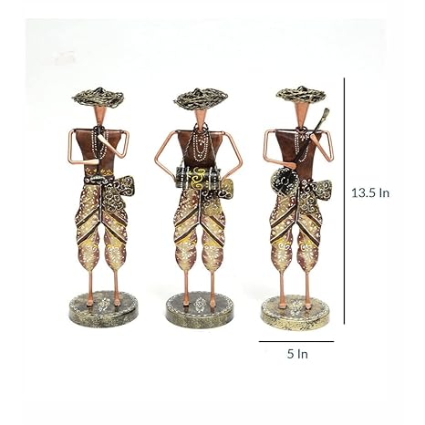 Antique Musician Men Metal Human Showpiece- Set of 3