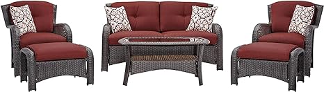 6 Piece Garden Sofa Set With Cushion (3 Sofa+ 2 ottoman+ 1 Table)