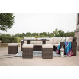 Indoor/Outdoor Sofa Set With Cushion & Glass Table