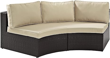 Outdoor Wicker Round Sectional Sofa With Sand Cushions