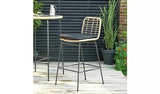 Rattan Wicker Outdoor Bar Patio Round Table with 2 Cushion