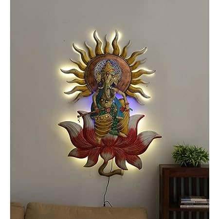 Iron Lord Ganesha Wall Art With LED