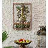 Handcrafted Iron Lord Ganesha Wall Art In Brown