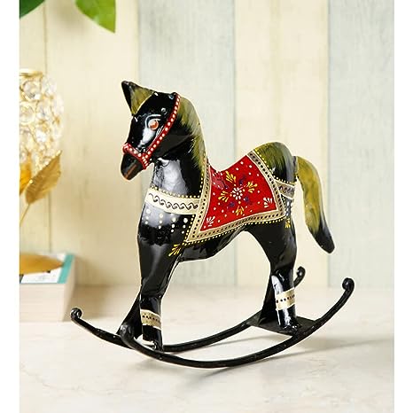 Black Iron Standing Swing Horse Figurine