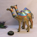 Iron Painted Camel Large Statue- Set of 2