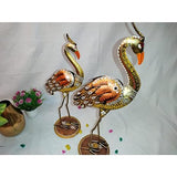 Handcrafted Iron Painted Crane Small Showpiece- Set of 2