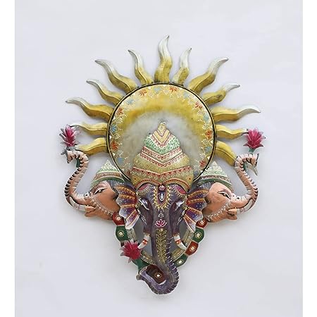 Metal Multicolour Ganesha wall Wall Art