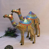 Iron Painted Camel Large Statue- Set of 2