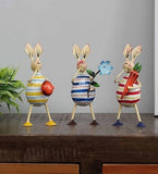 Iron Stripped Design Rabbit Showpiece- Set Of 3